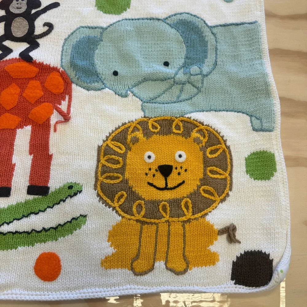 Neiman Marcus Art Walk Nursery Baby Blanket Safari‎ Animal Polka Dot Cotton OS
